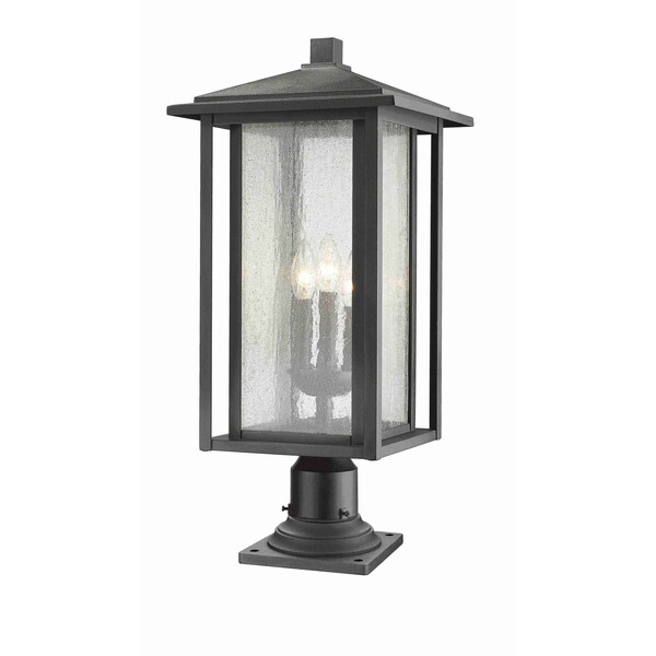 Z-Lite Aspen 3 Light Outdoor Pier Mounted Fixture, Black And Clear Seedy 554PHXLR-533PM-BK - main